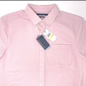 Perry Ellis Men's Light Pink Striped Button Down Shirt